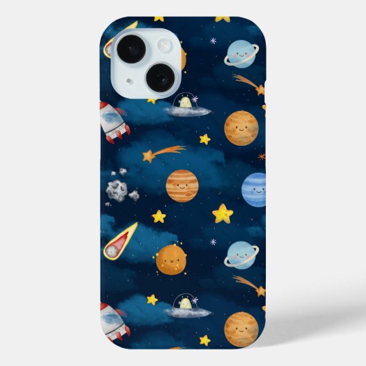青い宇宙の惑星 シームレス パターン Case-Mate iPhoneケース (裏面)