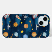 青い宇宙の惑星 シームレス パターン Case-Mate iPhoneケース (裏面 (横))