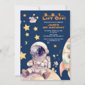 青い宇宙の星の誕生日 招待状 (正面)