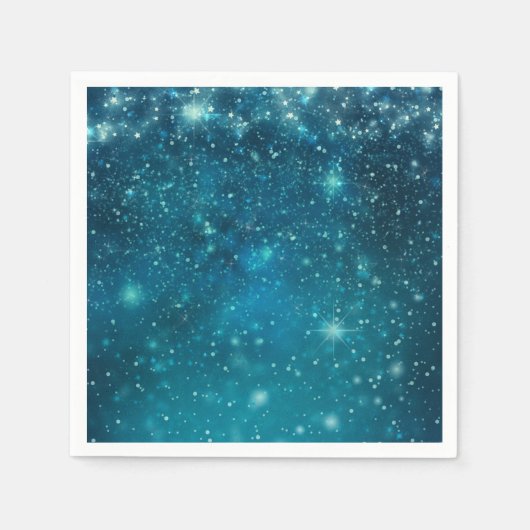 青い宇宙の星空 スタンダードカクテルナプキン (正面)