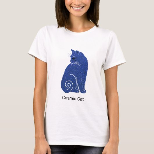 青い宇宙の猫 Tシャツ (正面)
