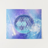 青い宇宙の神聖な幾何学 タペストリー (正面(横))