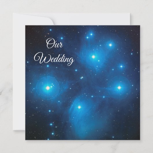 青い宇宙の結婚式におけるプレアデス星団 招待状 (正面)
