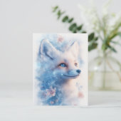 青い宇宙の花開く壮麗な白狐 ポストカード (スタンド正面)