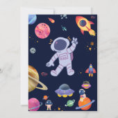 青い宇宙をテーマにした誕生日パーティーの招待状 招待状 (裏面)