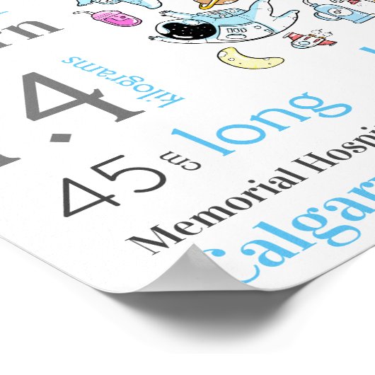 青い宇宙ベビー生まれたばかりの誕生状態記号 ポスター (角)