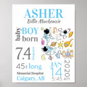 青い宇宙ベビー生まれたばかりの誕生状態記号 ポスター (正面)