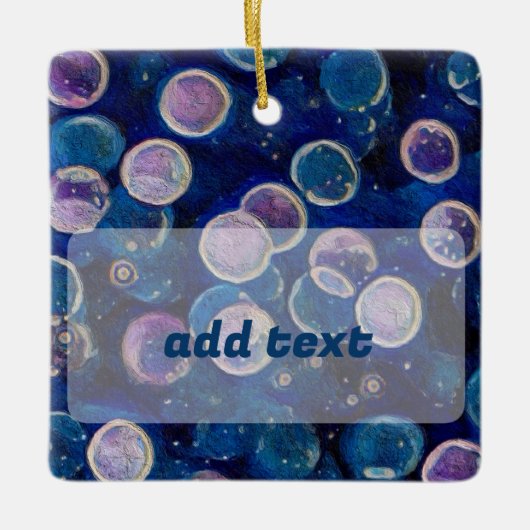 青い宇宙球体 セラミックオーナメント (正面)