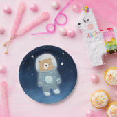 青い宇宙飛行士クマ宇宙ベビーシャワー ペーパープレート (パーティー)