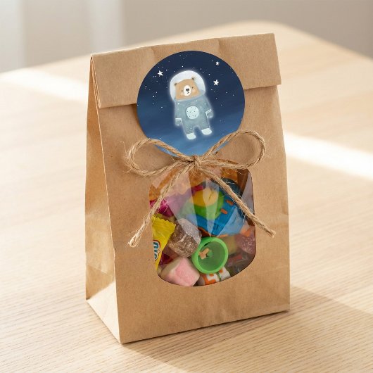 青い宇宙飛行士クマ宇宙ベビーシャワー ラウンドシール