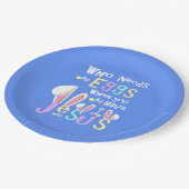 青い宗教イースターテーブルの装飾 ペーパープレート (アングル)