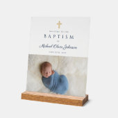 青い宗教エレガントクロスボーイバプテスマ歓迎 アクリルサイン (傾斜)