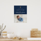 青い宗教エレガントクロスボーイバプテスマ歓迎 ポスター (キッチン)