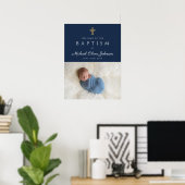 青い宗教エレガントクロスボーイバプテスマ歓迎 ポスター (ホームオフィス)