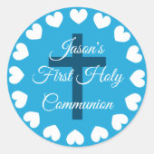 青い宗教交配少年の最初の聖餐式 ラウンドシール (正面)