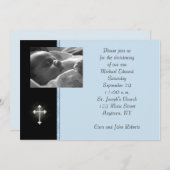 青い宗教写真カード 招待状 (正面/裏面)