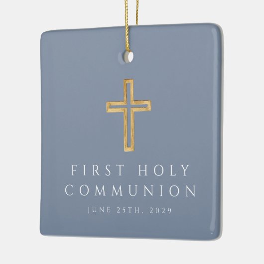 青い宗教十字第1聖体写真 セラミックオーナメント (左)