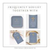 青い宗教的なクロスほこりっぽい男の子最初の聖餐式 スタンダードカクテルナプキン