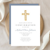 青い宗教的な木製クロスボーイの確認 招待状