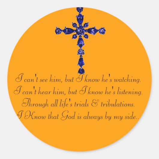 青い宗教的クロスシール ラウンドシール (正面)