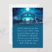 青い宗教的出生クリスマスグリーティングカード シーズンポストカード (正面/裏面)