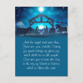 青い宗教的出生クリスマスグリーティングカード シーズンポストカード (正面)