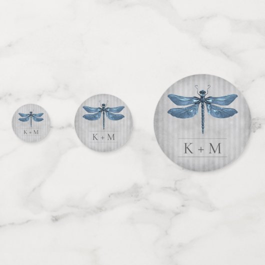 青い宝石で飾られたドラゴン結婚フライ コンフェッティ (正面)