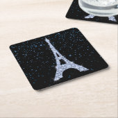 青い宝石のエッフェル塔 スクエアペーパーコースター (アングル)