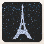 青い宝石のエッフェル塔 スクエアペーパーコースター (正面)