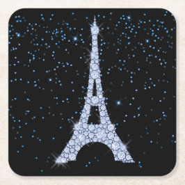 青い宝石のエッフェル塔 スクエアペーパーコースター