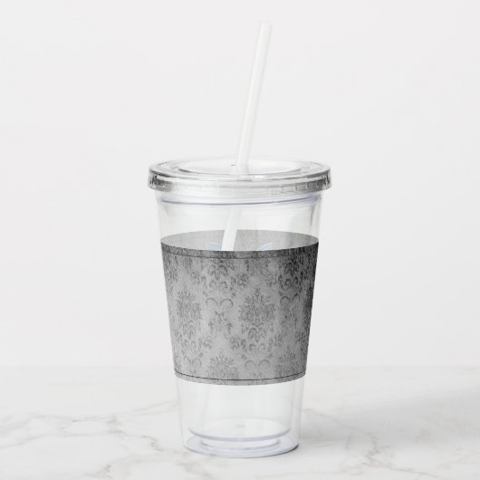 青い宝石を付けた蝶 アクリルタンブラー (裏面)