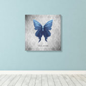 青い宝石を付けた蝶 キャンバスプリント (インサイチュ (ウッドフロア))