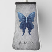 青い宝石を付けた蝶 ゴルフヘッドカバー (回転90)