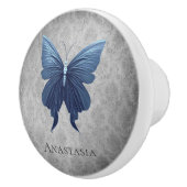 青い宝石を付けた蝶 セラミックノブ (右)