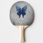 青い宝石を付けた蝶 卓球ラケット (正面)