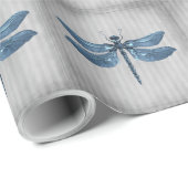 青い宝石を飾ったトンボ ラッピングペーパー (ロールコーナー)