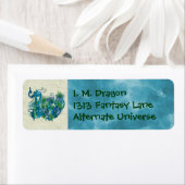 青い宝石を飾ったドラゴン ラベル (インサイチュ)