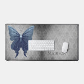 青い宝石飾りバタフライダマスク デスクマット (キーボード&マウス)