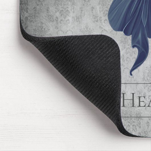 青い宝石飾りバタフライダマスク マウスパッド (コーナー)