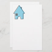 青い家のカスタマイズ可能な不動産仲介業者の文房具 便箋 (正面/裏面)