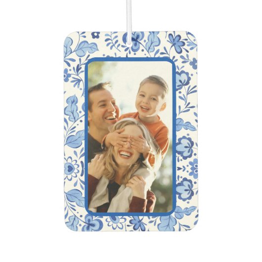 青い家族の両側の同じカスタム写真車 カーエアーフレッシュナー (正面)