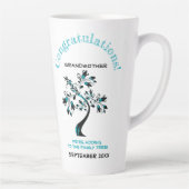 青い家族の木になる祖母のお知らせ カフェラテマグ (右)