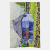 青い家絵画 キッチンタオル (縦)