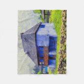 青い家絵画 フリースブランケット (正面)