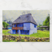 青い家絵画 フードラベル (シングルラベル)