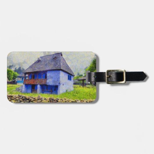 青い家絵画 ラゲッジタグ (正面横)