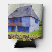青い家絵画 缶クーラー (正面)