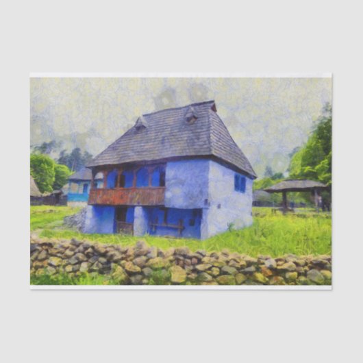 青い家絵画 薄葉紙 (正面)
