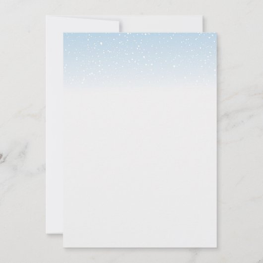 青い寒い冬の森の森の赤ちゃんシャワー 招待状 (裏面)