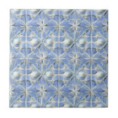 青い審美的な花柄 タイル (正面)